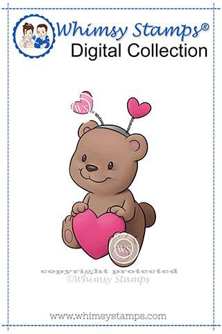 Teddy Bear Valentine - Digital Stamp - Whimsy Stamps