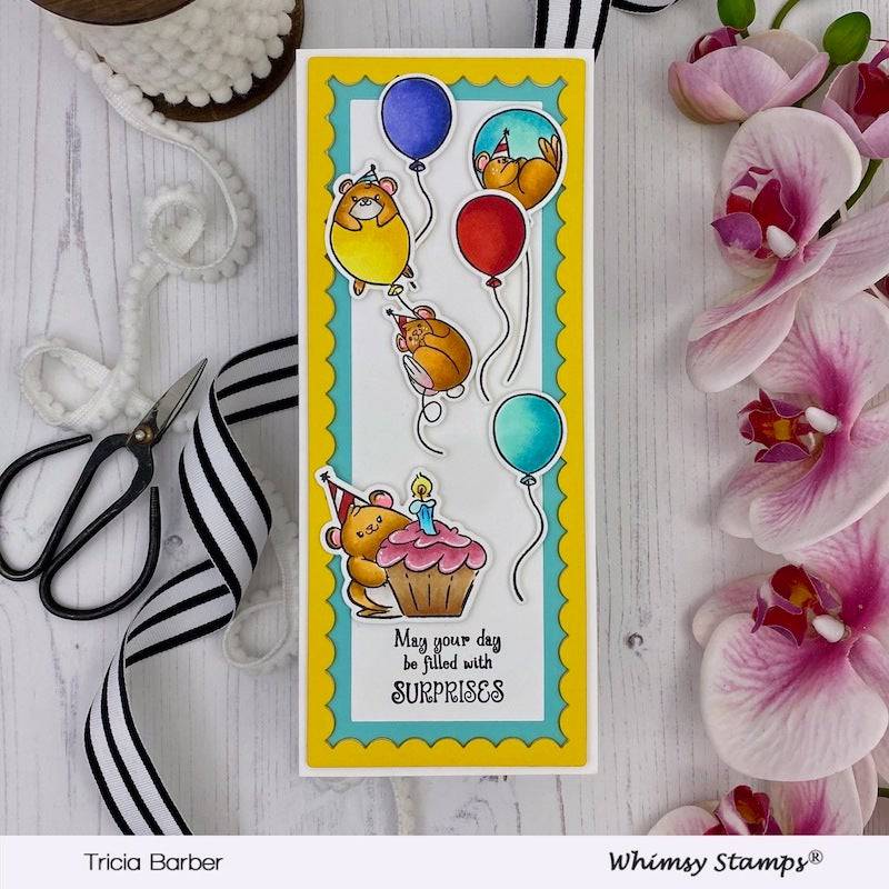 Slimline Birthday Scallops Die - Whimsy Stamps