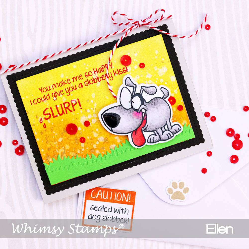 Caution Dog Slobber Clear Stamps - Whimsy Stamps