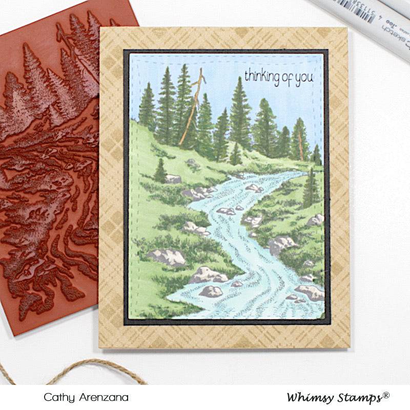 Forest Stream Rubber Cling Stamp - Whimsy Stamps