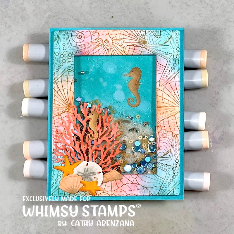 Seashell Background Rubber Cling Stamp - Whimsy Stamps