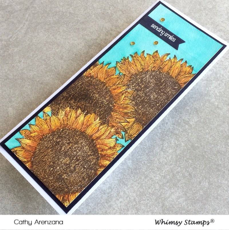 Sunflower Background Rubber Cling Stamp - Whimsy Stamps