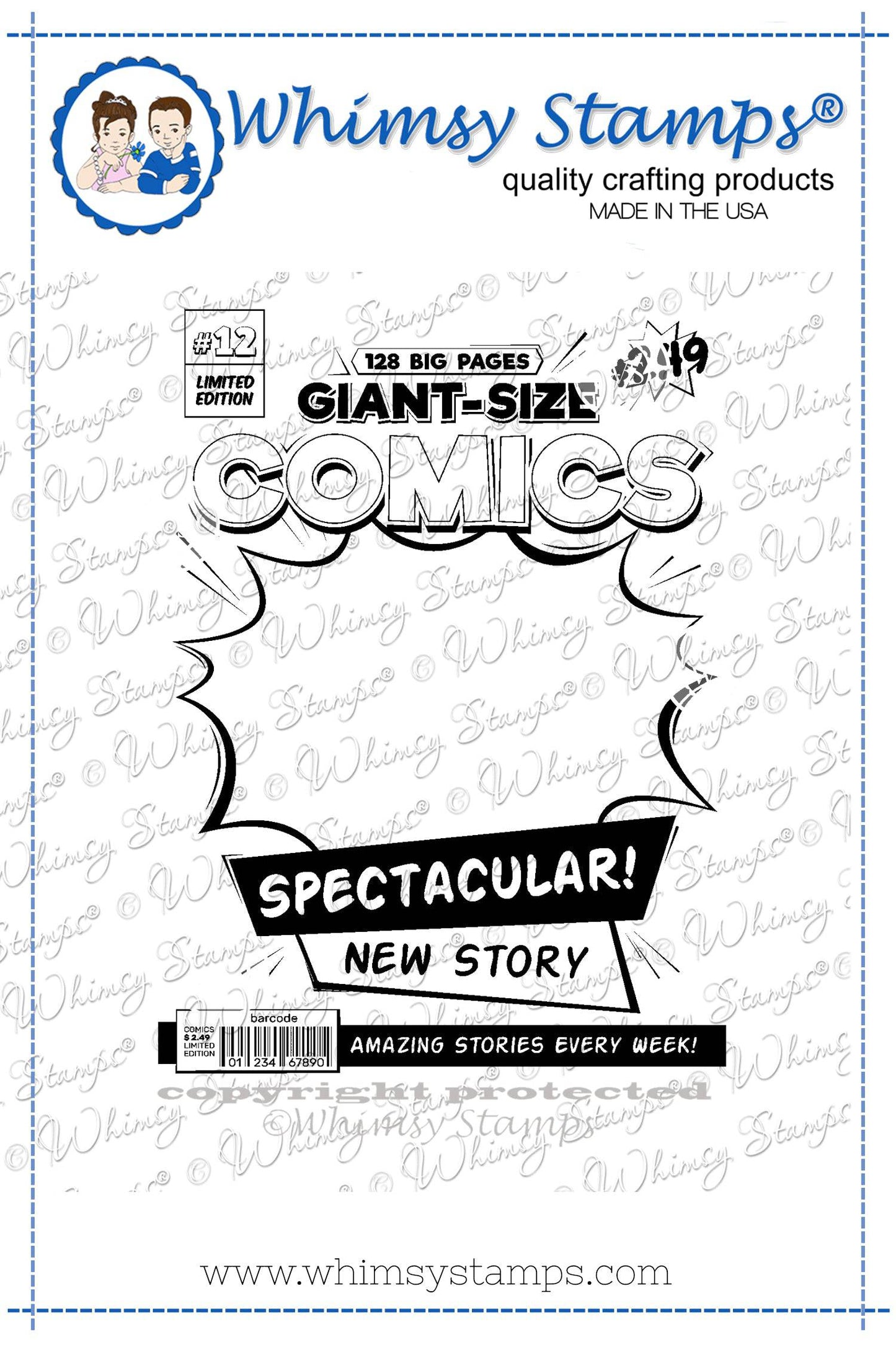 Comic Book Page Rubber Cling Stamp - Whimsy Stamps