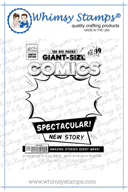 Comic Book Page Rubber Cling Stamp - Whimsy Stamps