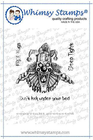 Creepy Clown Sleep Tight Rubber Cling Stamp - Whimsy Stamps