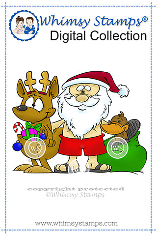 Down Under Santa - Digital Stamp - Whimsy Stamps