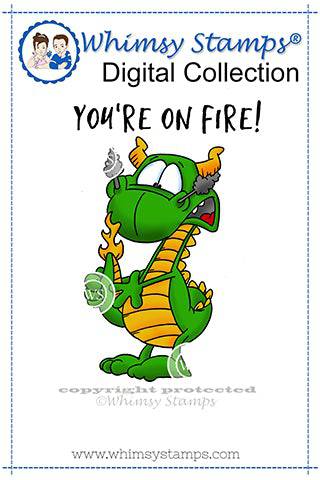 Dragon Tail Fire - Digital Stamp - Whimsy Stamps