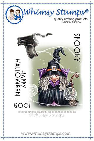 Gnome Witch Rubber Cling Stamp - Whimsy Stamps