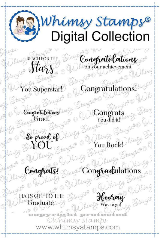 Graduation Sentiments - Digital Sentiments - Whimsy Stamps