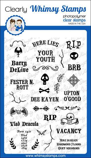 Grave Epitaphs Clear Stamps - Whimsy Stamps