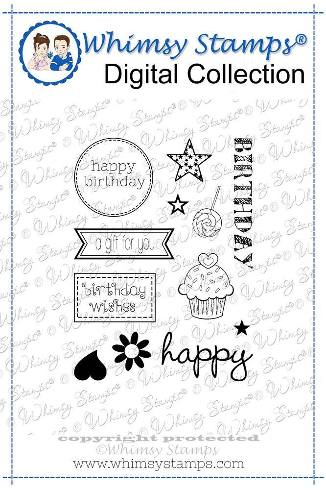 Happy Birthday Sentiments - Digital Sentiments - Whimsy Stamps