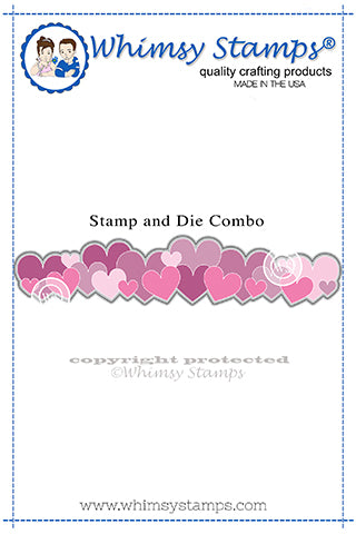 **NEW Heart Border Rubber Cling Stamp and Die Combo - Whimsy Stamps