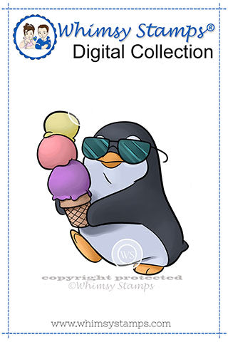 Ice Cream Penguin - Digital Stamp - Whimsy Stamps