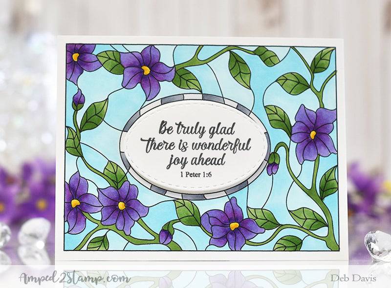 Stained Glass Scripture Sentiments Clear Stamps - Whimsy Stamps