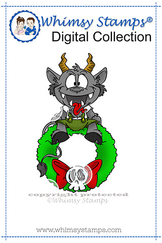 Krampus Wreath - Digital Stamp - Whimsy Stamps