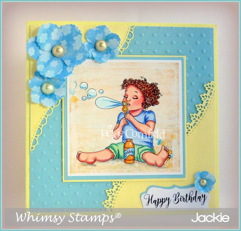 Maya Blowing Bubbles - Digital Stamp - Whimsy Stamps