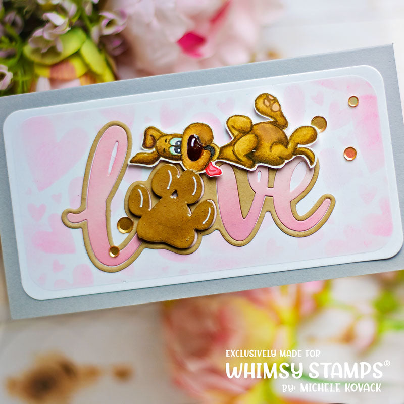 **NEW Love Paw Word and Shadow Die Set - Whimsy Stamps