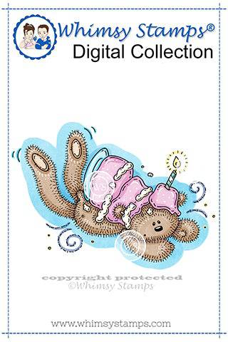 Birthday Cake Oopsie Bear - Digital Stamp - Whimsy Stamps