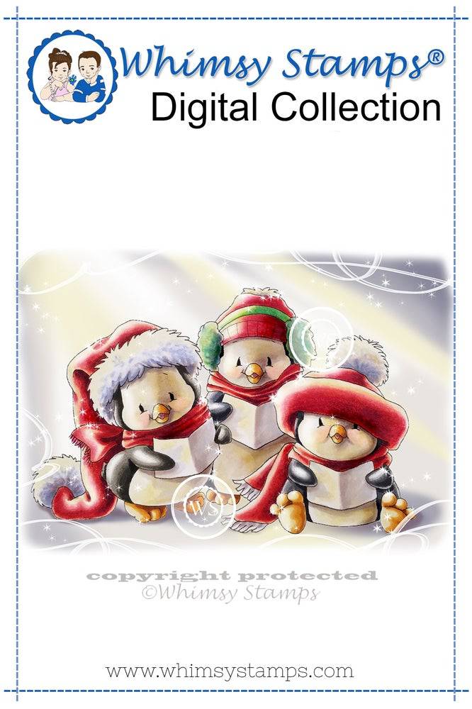 Penguin Carolers - Digital Stamp - Whimsy Stamps