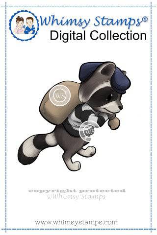 Raccoon Burglar - Digital Stamp - Whimsy Stamps