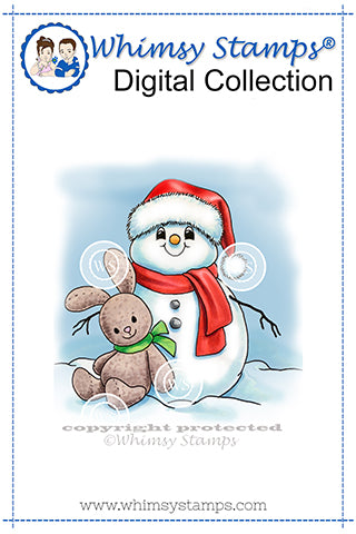 Snowman Loves Stuffy - Digital Stamp - Whimsy Stamps